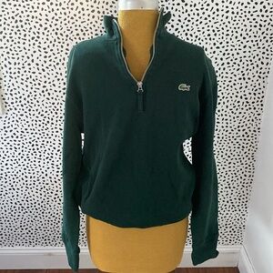 Men’s Lacoste quarter zip sweater-hunter green-pockets-size large-EUC